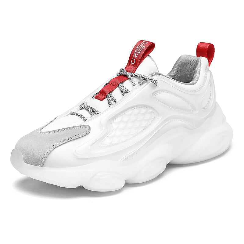 Fashion Mens Thick Bottom Daddy Shoe Breathable Lace Up Round Toe Leisure Sneaker Outdoor Non Slip Comfortable Running Shoes