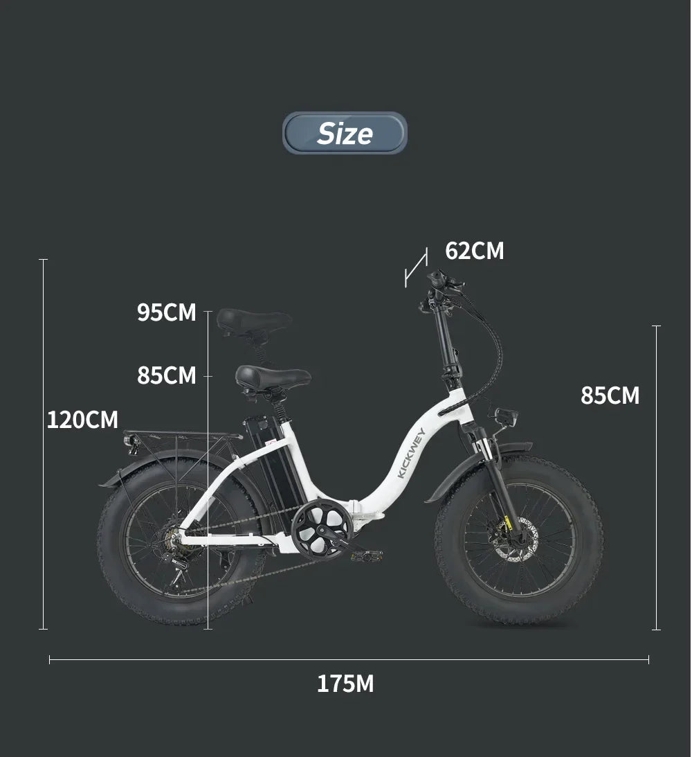 ebike  L20 1000W 48V 20AH Fatbike Folding Ebike 20 Inch MTB Snow Bike with  Battery 50KM/H Electric