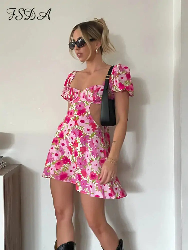Hollow Out Boho Mini  Dress - HCDSHOP