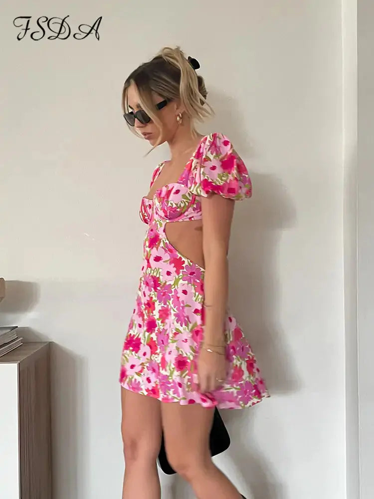 Hollow Out Boho Mini  Dress - HCDSHOP